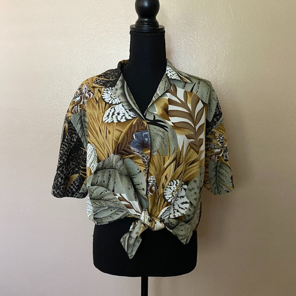 Vintage Le Caviar Tropical Button Down shirt